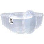 20x seau en plastique avec couvercle, pp, rond, transparent 1, 5 l