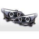 Fk automotive - phares xenon angel eyes led bmw 5er e60 / e61 05 - 08 noir pour conduite  droite -