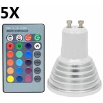 Forehill 5x gu10 ampoule couleur 3w rgb led 16 changement de couleur ac85 - 265v avec t�l�commande infrarouge ...