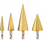 Foret tag, 4pcs coupeur de trou de peu de foret de cne enduit par titane en acier  grande vitesse ...