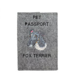 Fox terrier - prot�ge passeport pour chien, prot�ge document, cadeau voyage de art - dog