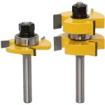 Fraise pour dfonceuse, affleureuse et toupie, jeu de 2 couteaux  percussion  rainure et  languette ...