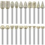 Fraise diamant, lot de 20 fraises diamant�es tige 1 / 8  compatible avec dremel pour sculpture, bricolage, ...