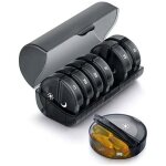 Francais - noire)pilulier semainier matin et soir, pilulier rond 7 jours 14 compartiments pillbox multicolores ...