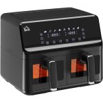 Homcom - friteuse  air 2 paniers 2500w 8l - air fryer multifonction 8 programmes - temprature rglable ...