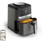 Friteuse  air chaud autonome tefal easy fry silence ey551he0, 5 l, noir, gris, acier inoxydable
