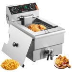 Friteuse commerciale 3000 w, friteuses a bain dehuile electrique avec panier, en acier inox, 9 l, avec ...