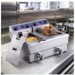 Me - friteuse �lectrique com rciale friteuse � huile 2 cuves acier inox 12l 6000 w - pour restaurants ...