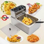 Friteuse avec huile 6 l en acier inoxydable 2500 w professionnelle gastronomie cuisine zones froides ...