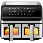 Friteuse sans huile 10l air fryer dual zone 2400w avec fentre de visualisation programmes de cuisson ...