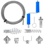 Furet d�boucheur canalisation, kit 5m longueur, 12mm diam�tre avec 6 t�tes industrielles, adaptateur ...