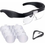 Lunette loupe avec 2 led, frontale grossissantes casque loupe mains libres avec 4 lentilles amovibles ...