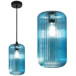 Raika vg b1 e27 led plafonnier moderne  suspension en verre color, couleur bleu - gea luce