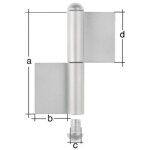 Gah - charni�re typ k04 2 unit�s. pour souder t�te ronde en acier inoxydable 180 / 50 / 14 / 90mm g