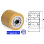 Galet 82 x 70 polyur�thane orange alimentaire al�sage inox (al) : 20 mm