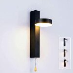 Galozzoit - applique murale led 9w tricolore slectionnable avec interrupteur  tirette rotatif  360 ...
