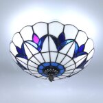 Galozzoit - plafonnier de style tiffany lustres vintage lumi�re vitrail plafonnier encastr� lampes (9, ...