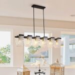 Ganeed - cristal suspension lampe salle  manger lustre cuisine lot dcor moderne plafonnier e27 noir ...