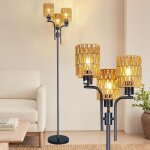 Ganeed lampadaire boho, 3 lumi�res en rotin avec rotation � 360� le style diy , lampadaire industriel ...
