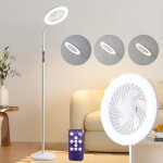 Lampadaire led ventilateur - panier 28cm - blanc - 11w - luminosit� r�glable - avec t�l�commande - fonction ...