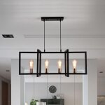 Lustre farmhouse métal matte suspension moderne plafonnier rustique noir 4 lumières - ganeed Lustre farmhouse métal matte suspension moderne plafonnier rustique noir 4 lumières - ganeed