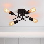 Ganeed - plafonnier semi - encastré industriel à 4 ampoules chadelier noir rustique avec base e27, luminaire ... Ganeed - plafonnier semi - encastré industriel à 4 ampoules chadelier noir rustique avec base e27, luminaire ...