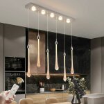 Ganeed suspension led, lustre en 6 verre goutte d'eau cratif, plafonnier led moderne dimmable en dor ...