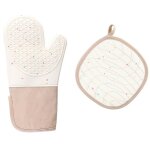 Gants anti - chaleur, 1 paire gants de four, avec 1 maniques, gants de cuisine silicone r�sistant � chaleur ...