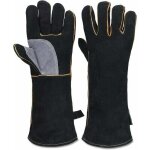 Gants en cuir r�sistants � la chaleur avec coutures kevlar pour chemin�e po�le four et soudure