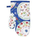 Gant de four 17x27 cm en coton bleu