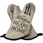 Gants de four r�sistant � la chaleur coton pour safe bbq gants de cuisine cuisson griller 1 paire (beige) ...
