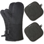 Gants de four en coton et silicone, r�sistants � la chaleur, antid�rapants, pour barbecue, gants de cuisine, ...