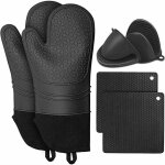 Gants de four en silicone + mini gants de four + support de casserole, gant rsistant  la chaleur 260 ...