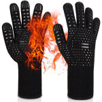 Gants grill gants four r�sistant � la chaleur jusqu'� 800�c gants de cuisine gants grill bbq (noir)