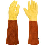 Gants de jardinage pour hommes et femmes, gants en cuir � manches longues, r�sistants aux perforations ...