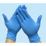 Gants jetables. bo�te de 100 gants. couleur: bleu. size?m