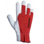 Gant de manutention l�g�re t. 9 cuir blanc et rouge singer