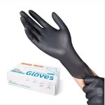 Gants nitrile jetables noirs taille m ? bo�te de 100 ? sans poudre & sans latex, r�sistants, alimentaires ...