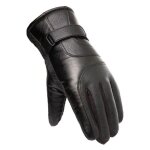 Gants tlphoniques d'hiver en cuir pu, isols pour hommes, noirs