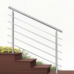 Garde - corps 180cm argent�, 1 main courante, 5 traverses, inox 201, int�rieur et ext�rieur, design moderne ...