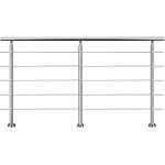 Garde - corps 220cm argent�, 1 main courante, 5 traverses, inox 201, int�rieur et ext�rieur, design moderne ...