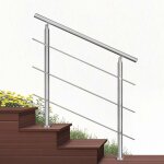 Garde - corps 80cm argent, 1 main courante, 3 traverses, inox 201, intrieur et extrieur, design moderne ...