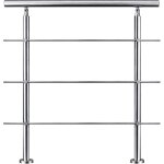 Garde - corps 80cm argent�, 1 main courante, 3 traverses, inox 201, int�rieur et ext�rieur, design moderne ...