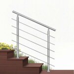 Garde - corps 80cm argent, 1 main courante, 5 traverses, inox 201, intrieur et extrieur, design moderne ...