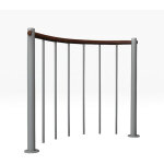 Garde corps escalier arrondie - gris - acier thermolaqu� - longueur 1m - main - courante en bois - �120cm ...