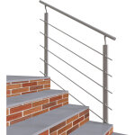 Garde - corps - int�rieur et ext�rieur - aluminium argent� - avec 5 traverses et 1 main courante - 100cm ...