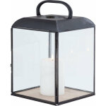 Gardeness - lanterne en acier et verre rectangulaires avec une base en bois moderne piccola