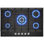 Gasland chef - gasland plaque de cuisson  gaz naturel / butane / propane encastre, verre tremp - gh2805bg1f ...