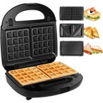 Gaufrier 3 en 1, appareil � sandwich, presse � gaufres, grille - pain, plaques rempla�ables, 750 w - ...