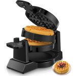 Gaufrier belge double 1400 w, rotation � 180�, 8 tranches en 3 min, plaques rotatives antiadh�sives, ...